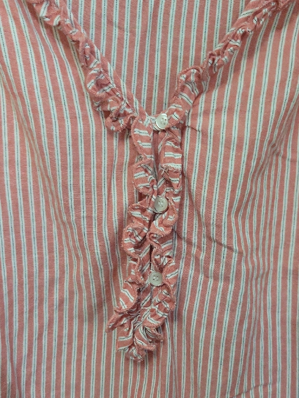 Max Studio Pink Striped Ruffle V-Neck Blouse - Picture 3 of 5